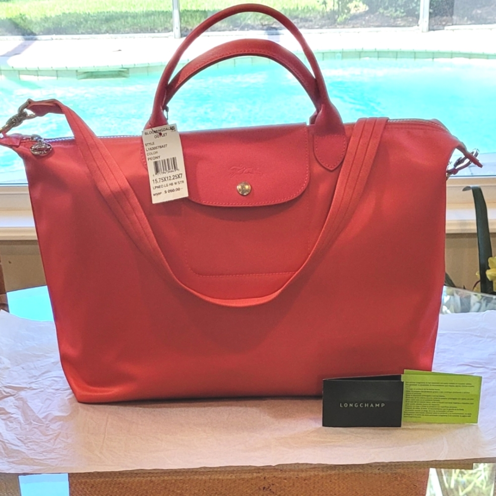 NWT Large Longchamp Le Plaige Neo Bag in Raspberry
